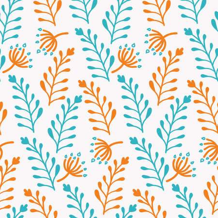 bright seamless pattern with hand-drawn twigs on whiteのイラスト素材