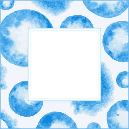 square light frame, border with hand drawn watercolor circlesのイラスト素材