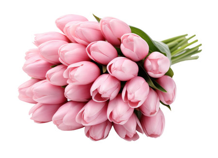bouquet of delicate pink tulips, isolatedの素材