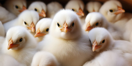 chickens on a poultry farmの素材