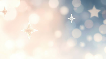 Dreamy festive background with star shapes and gentle blurの素材
