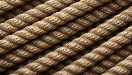background with thick twisted hemp ropesの素材