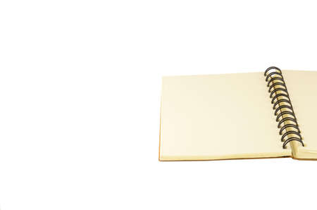 recycle paper notebook open on white backgroundの写真素材