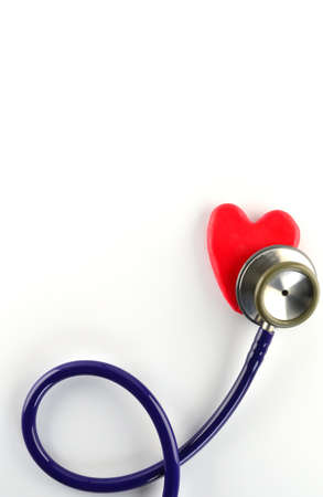 stethoscope and red heart on white backgroundの写真素材