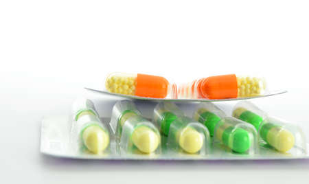 capsule in blister packs on white backgroundの写真素材
