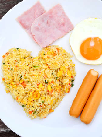 fried rice with fired eggの写真素材