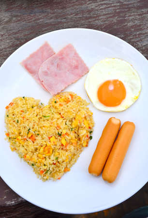 fried rice with fired eggの写真素材