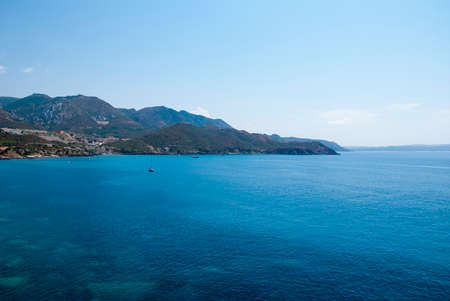 Coastal Landscape. Scene of Masua's sea stack daily in summertime (Sardinia-Italy)の写真素材