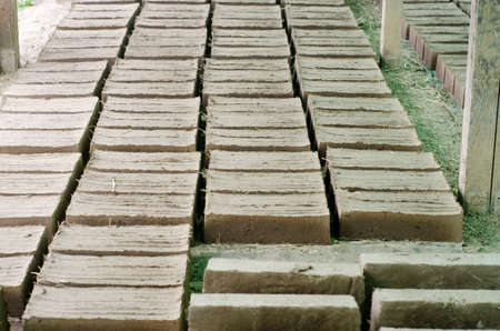 Adobe bricks laying for dryingの写真素材