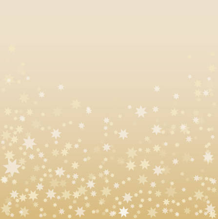 Abstract pattern of random falling gold stars on peach background. Glitter pattern for banner, greeting card, Christmas and New Year card, invitation, postcard, paper packaging. Vector illustration.のイラスト素材