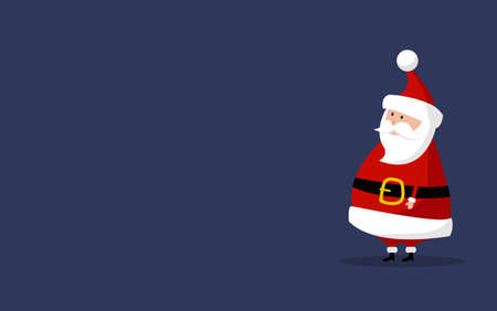 Basic Santa Claus Vector with copyspace on the right. Classic Santa In Red Suit. Good For Flyer, Card, Poster, Decoration, Advertising Design. Flat Cute Cartoon Illustrationのイラスト素材
