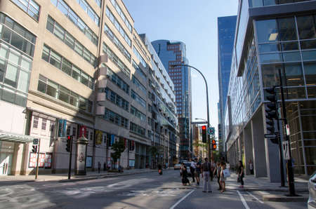 Montreal, Quebec, Canada - 18 July 2016 - Generic street in downtown in Montreal in summertime....