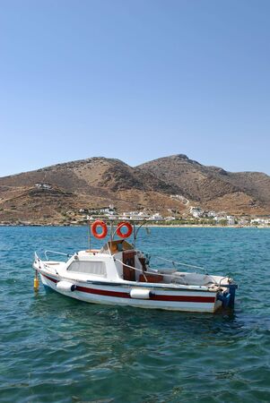 Small boat near Ios island, Greece の写真素材