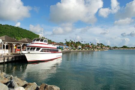 Passenger ship at Marigot harbor, Saint- Martin Islandの写真素材