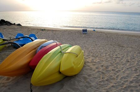 Small colorful boats on the beachの写真素材