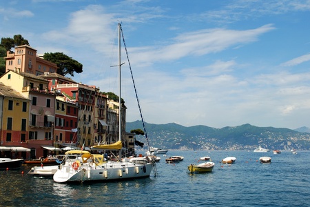 Portofino is a little port on the Italian Riviera, it is a popular tourist destination, Italyの写真素材