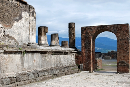 Pompeii arch, the town was destroyed during the eruption of Vesuvius volcano in 79 ADの写真素材