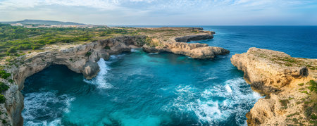 Aerial panorama of the beautiful beach of Lagos, Portugalの素材