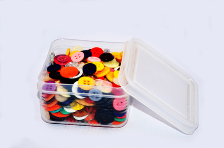 Buttons Colorful in Plastic Box