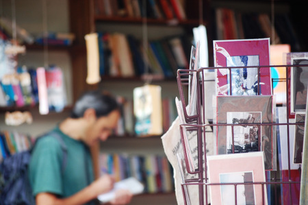 Postcard at Book Store in Luang Prabang City at Loas  Lao People s Democratic Republic のeditorial素材