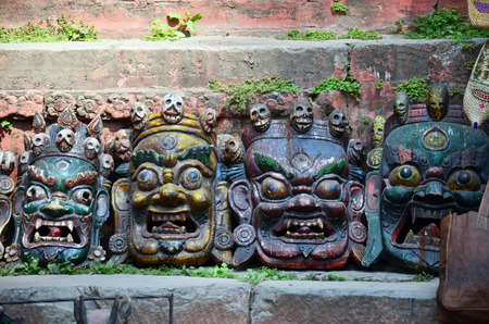 Carving Devil Mask nepal style at Kathmanduの写真素材