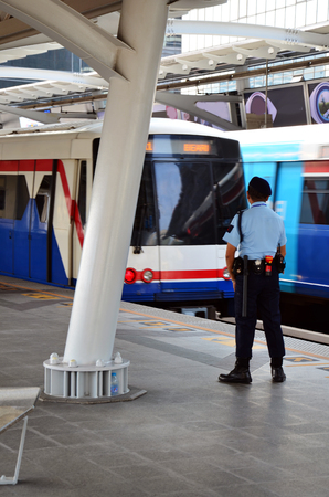 BTS Electric Railway Train at Bangkok Thailandのeditorial素材