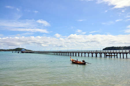 Bridge for walk way at Rawai Beach of Phuket Thailandの写真素材