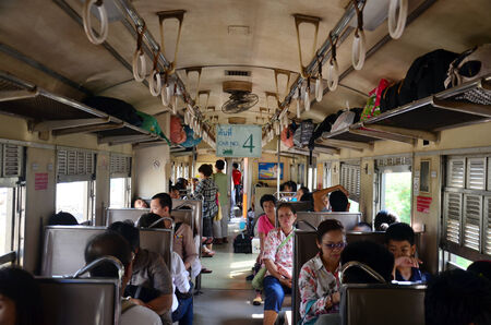 Bangkok, Thailand - May 1  Interior of Thailand Train Class 3  People travel from bangkok to...
