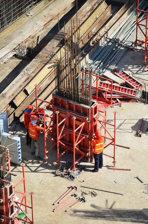 People working on Building Business Construction Site at Bangkok Thailand