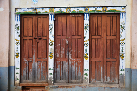 Door of House Nepal style in Patan Durbar Square is situated at the centre of Lalitpur Sub-Metropolitan City at Nepal のeditorial素材