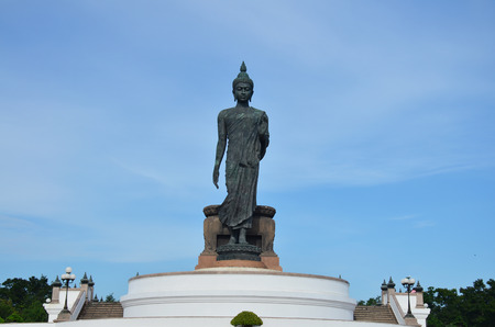 Big Buddha statue image in the posture of walking at Phutthamonthon is a Buddhist park in the Phutthamonthon district, Nakhon Pathom Province of Thailand.の写真素材