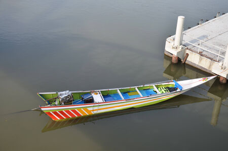 Long-tailed boat on River Kwai in Kanchanaburi Thailand.の写真素材