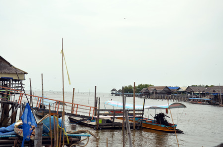 Bang Khun Thian canal flow to the sea at Bangkok Thailandのeditorial素材