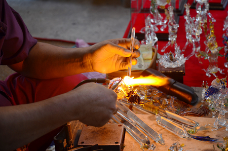 Scientific Glass blowing and working thai style in thailandの写真素材