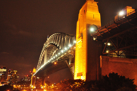 Sydney Harbour Bridge at night time in Sydney, New South Wales, Australia.