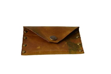 Handmade small bag make from leather white background