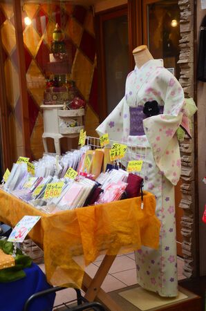 Clothes shop sale Yukata and Kimono clothing of japanese tradition  at street market on July 7, 2015 in Nara, Japanのeditorial素材