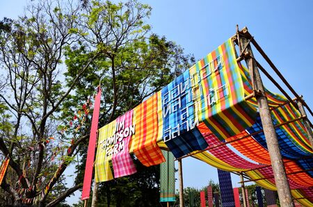 Loincloth Thai Style or commonly called pah-kah-mah for show traveller at front of Jim Thompson Farm on December 30, 2013 in Nakhon Ratchasima, Thailandの写真素材
