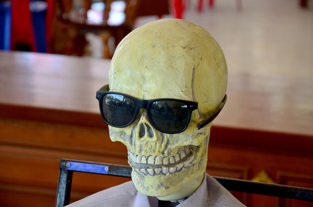 Resin skull wearing sunglassesのeditorial素材