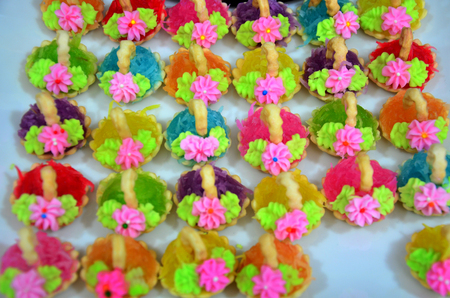 Auspicious Thai Desserts snack sale at marketの写真素材