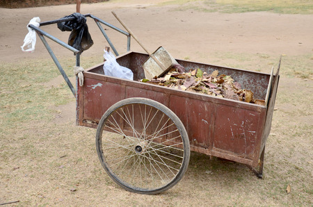 People working keep garbage at Wat Mahathat on February 29, 2016 in Ayutthaya, Thailandの写真素材