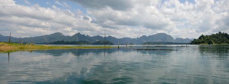 Panorama of lake at Khao Sok National Park in Surat Thani, Thailandのeditorial素材