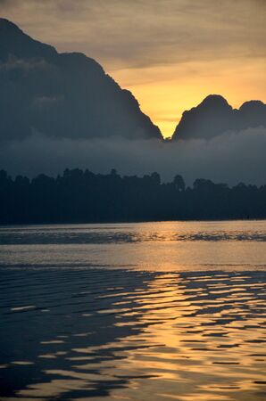 Twilight at Khao Sok National Park in Surat Thani, Thailandの写真素材