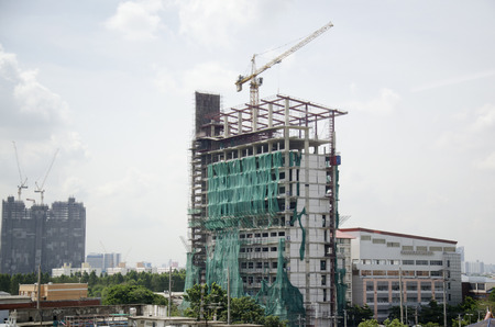 Thai people working on Building Business Construction Site at Bangkok Thailand