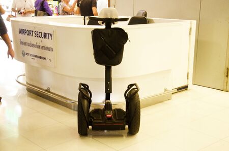 Smart electric scooter balance board wheel for security guard use at international airport on...