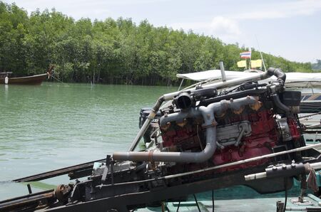 Engine of passengers ship at Bang Rong Pier in Phuket, Thailandの写真素材