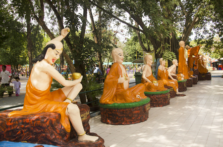 Chinese god and angel statue for people and visit and pray at Wat Muang temple on January 25, 2017 in Ang Thong, Thailandのeditorial素材