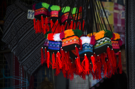 Small local shop sale souvenir and native product for people and travellers on street at Doi Pui Tribal Village in Chiang Mai, Thailand.のeditorial素材