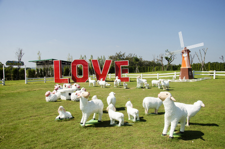 Pin wheel or windmill and decoration of gardening in public garden park for people visit at Bueng Boraphet on December 30, 2016 in Nakhon sawan, Thailandのeditorial素材