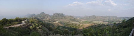 Panorama landccape and view of Phu Pa Po mountain or Fuji City Loei with clouds and sky at Phu Luang...